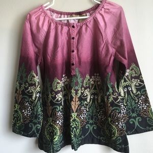 Art and Soul long sleeve BoHo print top M